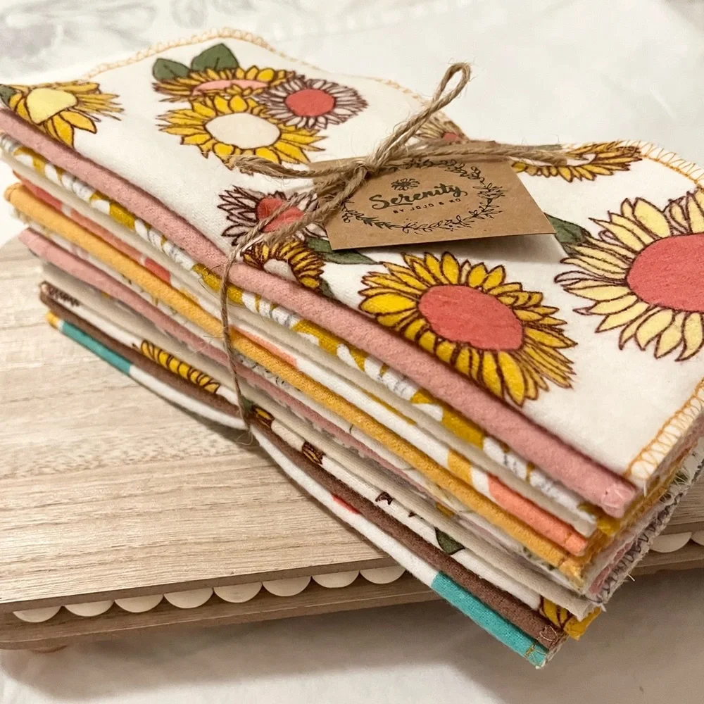 Reusable Cloth Wipes, Towels, Napkins, etc. Set of 12! Boho-Chic Styled!